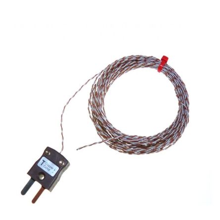 RS PRO Thermocouple Type T Ø 1/0.315mm, L 1m, +250°C Max à Fiche Mâle Miniature