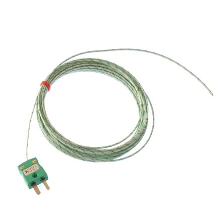 RS PRO Termopar Tipo K, Ø Sonda 1/0.3mm X 2m, Temp. Máx +400°C, Conexión, Con Conector Miniatura