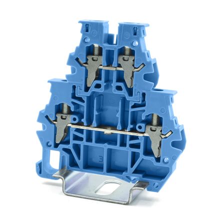 RS PRO Reihenklemme Doppelstock Blau, 4mm², 1 KV / 32A, Klemmanschluss