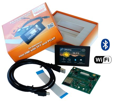 Display Visions Display-Interface Set I2C, RS232, SPI, USB Flexkabel, Miniatur-Touchpanel EA UniTFTs028-ATC, Bestückte