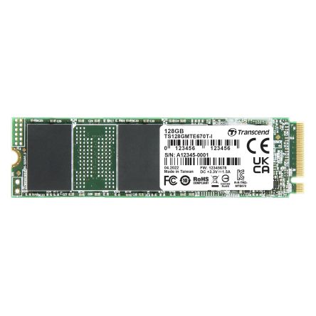 Transcend MTE670T-I, M.2 2280 Intern HDD-Festplatte NVMe PCIe Gen 3 X 4 Industrieausführung, 3D TLC, 128 GB, SSD