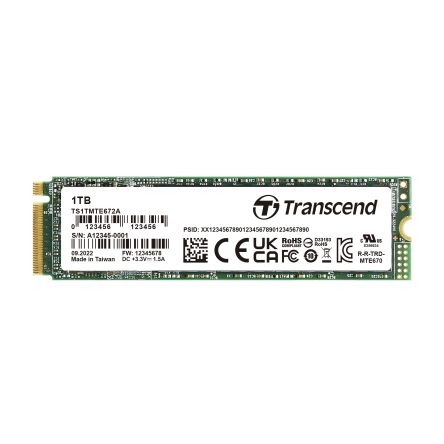 Transcend Disco Duro SDD Interno M.2 2280 De 1 TB, NVMe PCIe Gen 3 X 4, 3D TLC, Para Aplicaciones Industriales