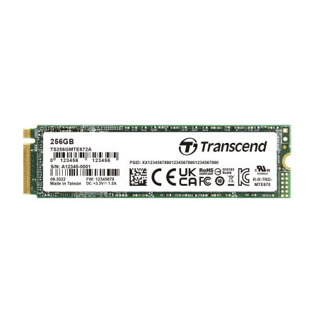 Transcend MTE672 A, M.2 2280 Intern HDD-Festplatte NVMe PCIe Gen 3 X 4 Industrieausführung, 3D TLC, 256 GB, SSD