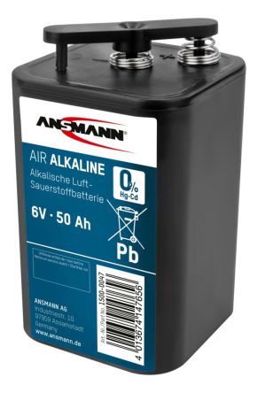Ansmann Air Alkaline 996 Zink-Luft-Alkaline Laternen-Batterie, 6V, 50Ah, 2 Kontaktfeder-Anschluss