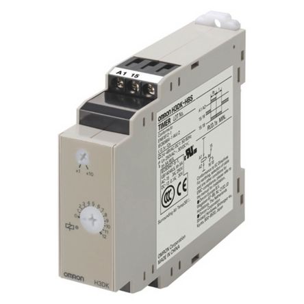 Omron DIN Rail Mount Timer Relay, 24-48V Ac/dc, 2-Contact, 0.1-12s, 1-Function, SPDT