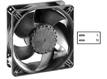 Ebm-papst AxiACi 120 AC-Axiallüfter, Kugellager, 115 V Ac, 230 V Ac / 1.7W, 120 X 120 X 38mm, 1850U/min, 82m³/h