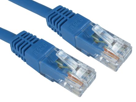 RS PRO Cat6 Straight Male RJ45 To Straight Male RJ45 Ethernet Cable, UTP, Blue PVC Sheath, 20m