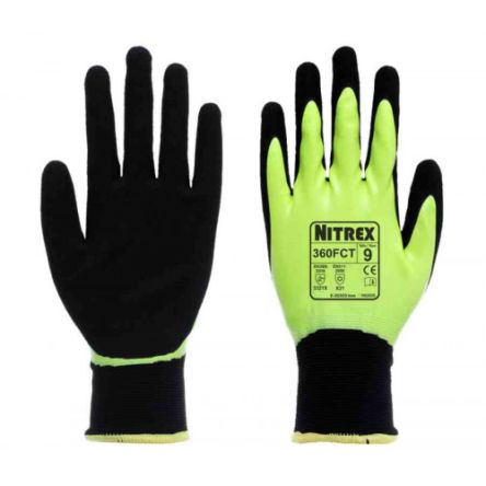 Unigloves 360FCT* Black Acrylic, Nylon (Liner) Oil Grip, Oil Repellent Work Gloves, Size 7, Small, Nitrile Coating