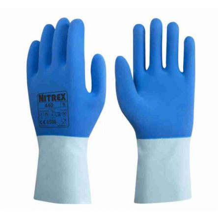 Unigloves Guantes De Trabajo De Algodón Con Recubrimiento De Látex Azul Serie 440*, Talla 7, S, Agarre Fuerte