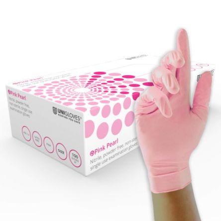 Unigloves GP0*** Pink Powder-Free Nitrile Disposable Gloves, Food Safe, 100 Per Pack