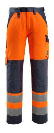Mascot Workwear 15979-948 Warnschutz-Arbeitshose, Baumwolle, Polyester Orange/Marine, Größe 35Zoll X 32Zoll