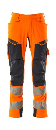 Mascot Workwear 19279-510 Orange/Navy Water Repellent Hi Vis Work Trousers, 31in Waist Size