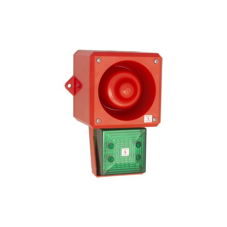 Clifford & Snell Segnalatore Acustico E Luminoso Serie YL50 Hi Vis, Verde, 24 V C.c., 112dB A 1 M, IP66