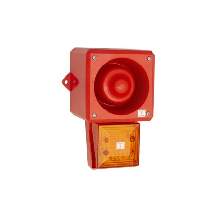 Clifford & Snell YL50 Hi Vis Series Amber Sounder Beacon, 230 V Ac, IP66, Bulkhead, Flat Wall, 112dB At 1 Metre