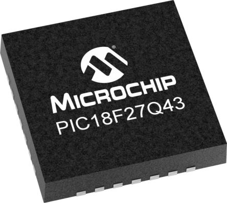 Microchip Microcontrolador MCU PIC18F27Q43-I/STX, Núcleo PIC, VQFN De 28 Pines