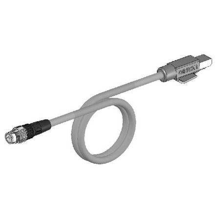 Omron Ethernetkabel Cat.5e, 1m, Hellblau Patchkabel, A M12, UTP, B RJ45