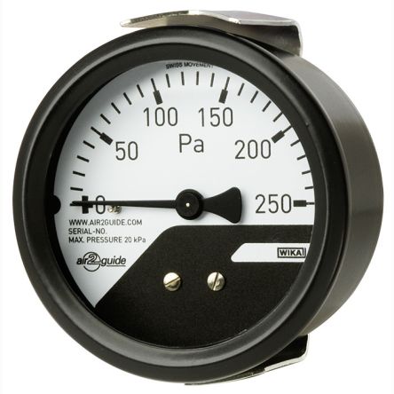 WIKA Differenzdruckmessgerät Prozessanschluss Hinten Analog 0Pa → 750Pa, Ø 63mm 4 Bis 6 Mm