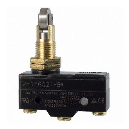 ZF Short Roller Lever Micro Switch, Tab Terminal, 16 A @ 250 V ac, SPDT