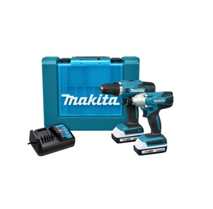 Makita HP488D, TD127D Li-Ion Akku Bohrmaschinen-Elektrowerkzeugsatz, Akku, Akkuladegerät, Schlagschraubergehäuse