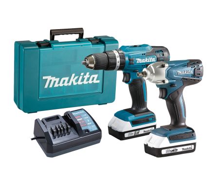 Makita HP488D, TD127D Li-Ion Akku Bohrmaschinen-Elektrowerkzeugsatz, Akku, Akkuladegerät, Schlagschraubergehäuse