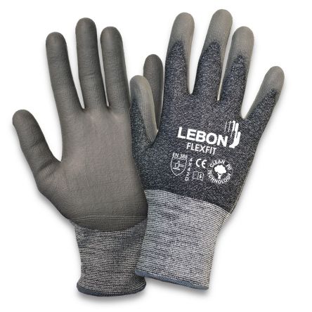 Lebon Protection Guantes De Elastano, HPPE, Acero Inoxidable, Poliamida Gris Serie FLEXFIT-6, Talla 6, XS, Con