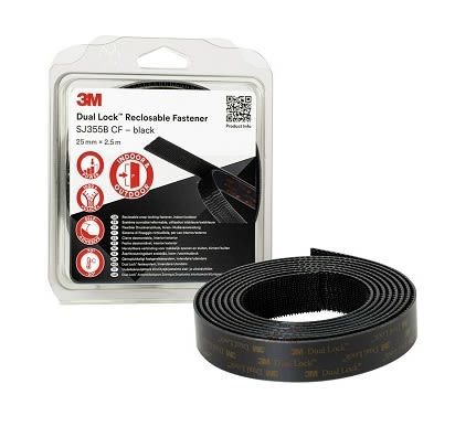 3M Sistema Di Fissaggio Richiudibile SJ355 SJ355B, 25mm X 2.5m, Nero