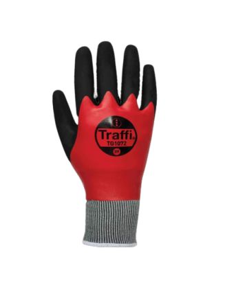 Traffi TG1072 Arbeitshandschuhe, Größe 11, XXL, Schneidfest, Acryl, Nylon (Futter) Schwarz / Rot