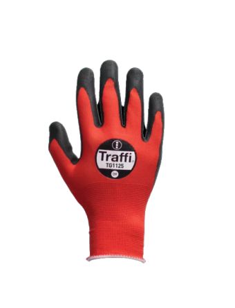 Traffi TG1125 Arbeitshandschuhe, Größe 8, M, Safety, Polyester (Futter) Rot