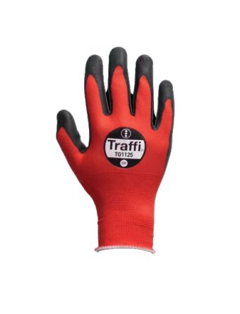 Traffi TG1125 Arbeitshandschuhe, Größe 9, L, Safety, Polyester (Futter) Rot