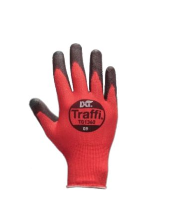 Traffi TG1360 Arbeitshandschuhe, Größe 7, S, Safety, Elastan, Nylon Schwarz / Rot