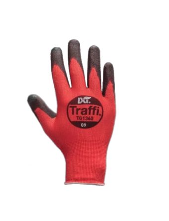 Traffi TG1360 Arbeitshandschuhe, Größe 9, L, Safety, Elastan, Nylon Schwarz / Rot