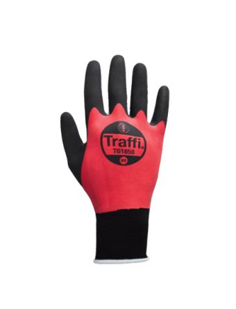 Traffi TG1850 Arbeitshandschuhe, Größe 10, XL, Safety, Elastan, Nylon Schwarz / Rot