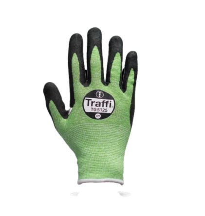 Traffi TG5125 Arbeitshandschuhe, Größe 9, L, Safety, Baumwolle, Elastan, HPPE, Polyester, Stahl Schwarz, Grün