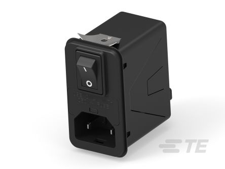 TE Connectivity 6A, 120 → 250 V Ac Male Snap-In IEC Inlet Filter 2 Pole 6HPSNS1-NG, Snap-In 1 Fuse