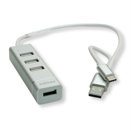 Roline Hub USB 14.02.5037-10, USB 2.0 USB 4 Ports, USB A, USB C