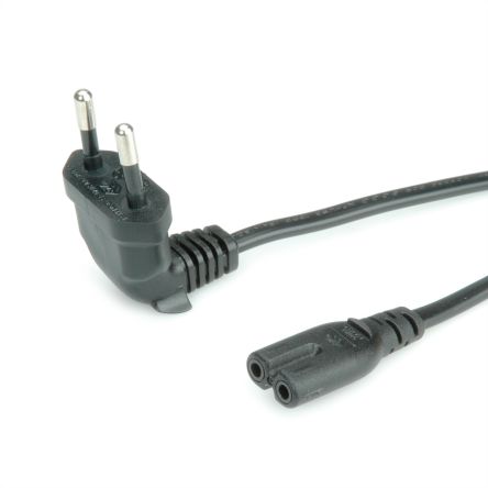 Roline Netzkabel, A CEE 7/16 / Stecker Gerade, B IEC C7 / Buchse Abgewinkelt, 2,5 A, 1.8m 250 V