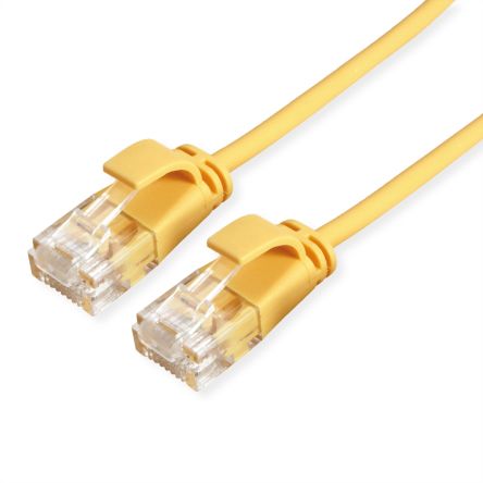 Roline Cat6a Straight Male RJ45 To Straight Male RJ45 Ethernet Cable, UTP, Yellow LSZH Sheath, 300mm