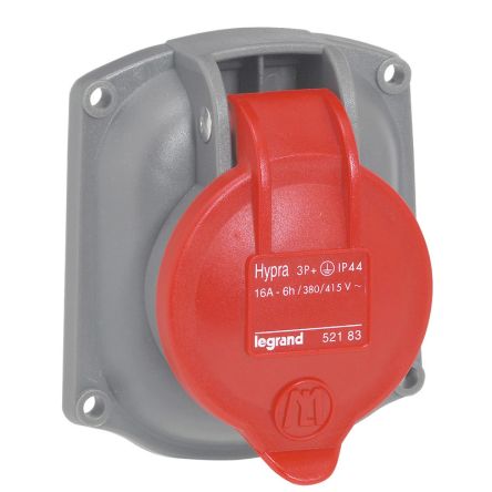 Legrand Conector Hembra, Formato 3P+E, Hypra, Rojo, 415 V, 32A, IP44
