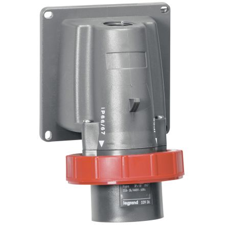 Legrand Conector De Potencia Industrial Macho, Formato 3P+E, Hypra, Rojo, 440 V, 32A, IP67