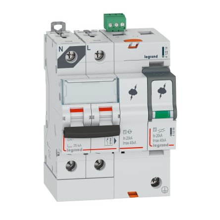 Legrand Protector De Transitorios FaseÚnico, 40kA, 2,5kV, Montaje: Carril DIN