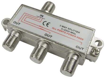 RS PRO Divisor De RF, Conector F/Conector F, Conector Hembra F A 3 Conectores Hembra F