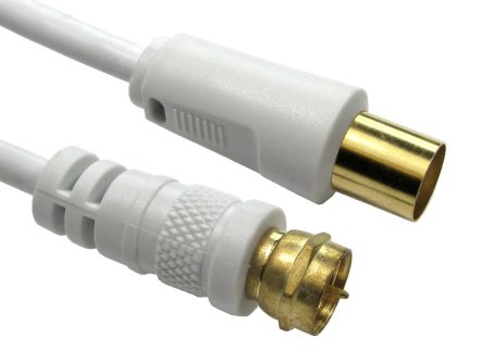 RS PRO Cavo Coassiale F Connector, Connettore Per Antenna TV / Tipo F, L. 2m, 75 Ω, Col. Bianco