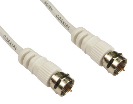 RS PRO Cable Coaxial F Connector, 75 Ω, Con. A: Tipo F, Macho, Con. B: Tipo F, Macho, Long. 1m Blanco