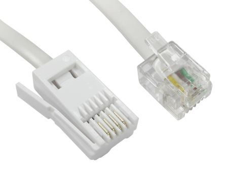 RS PRO Câble Téléphonique, L 3m, Blindé Blanc, Gaine PVC