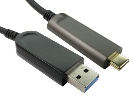 RS PRO Cavo USB USB A/USB C, L. 10m, Col. Nero