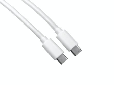 RS PRO Cable USB 3.0, Con A. USB C Macho, Con B. USB C Macho, Long. 1m, Color Blanco
