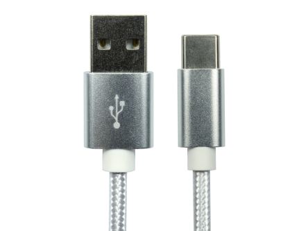 RS PRO Cable USB 2.0, Con A. USB C Macho, Con B. USB A Macho, Long. 1.8m, Color Blanco