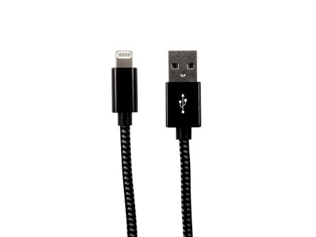 RS PRO Cable USB 2.0, Con A. USB A Macho, Con B. Lightning Macho, Long. 1m, Color Negro