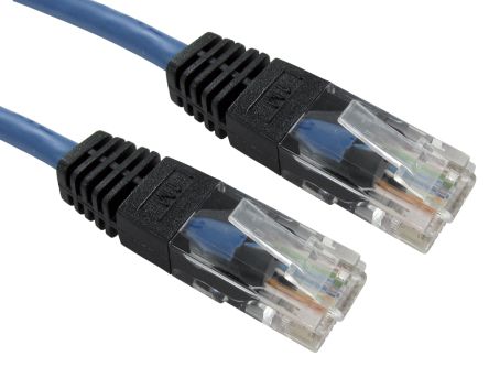RS PRO Câble Ethernet Catégorie 5e UTP, Bleu, 2m PVC Avec Connecteur