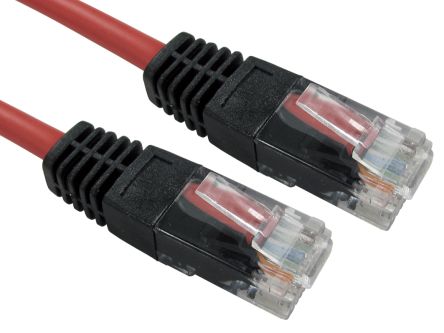 RS PRO Cat5e Straight Male RJ45 To Straight Male RJ45 Ethernet Cable, UTP, Red PVC Sheath, 2m